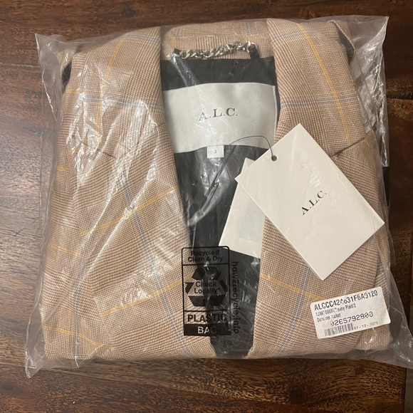 A.L.C. Donovan Linen Blend Jacket | Tawny Plaid Nordstrom Size 2 NWT - Picture 5 of 6